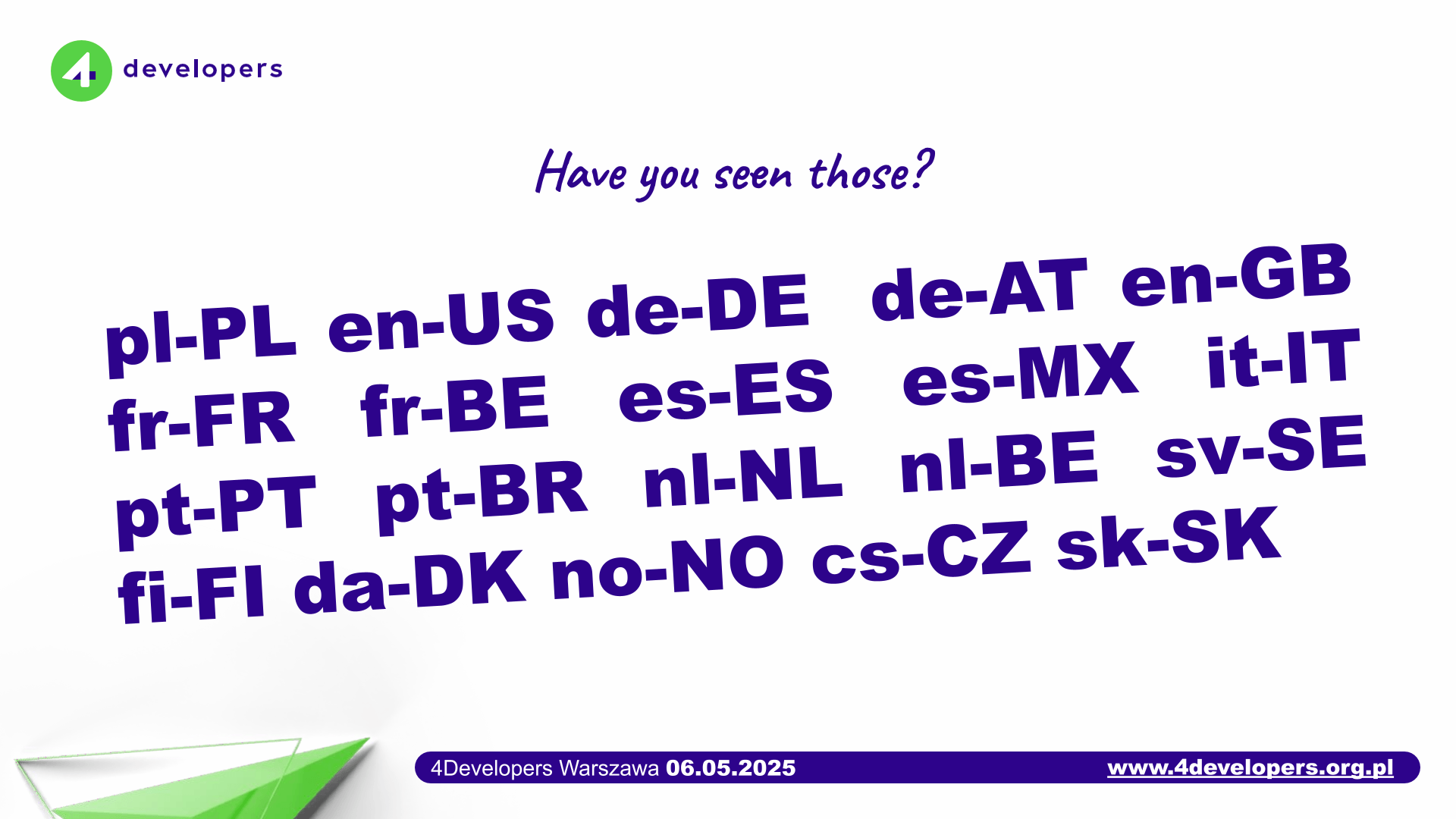 Slide from presentation: Locale examples