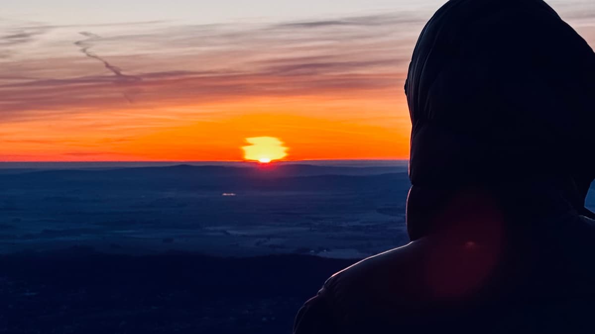 Sunrise on Ślęża, on the New Year's Eve