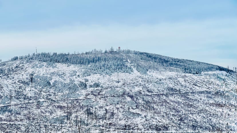 Winter view of Biskupia Kopa as seen from Srebrna Kopa