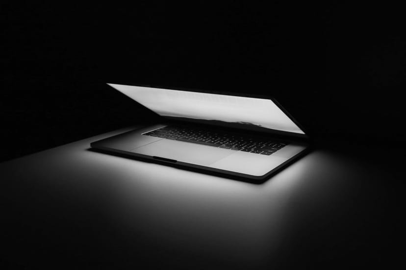 A laptop in the dark